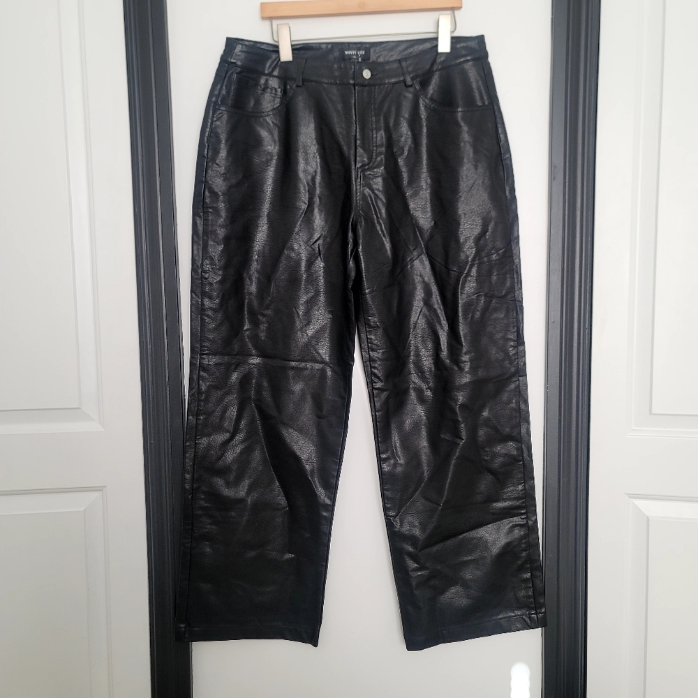 NWT White Fox Boutique "Bring The Style" Wide Leg PU Pants - Size XL Y2k - Picture 3 of 17